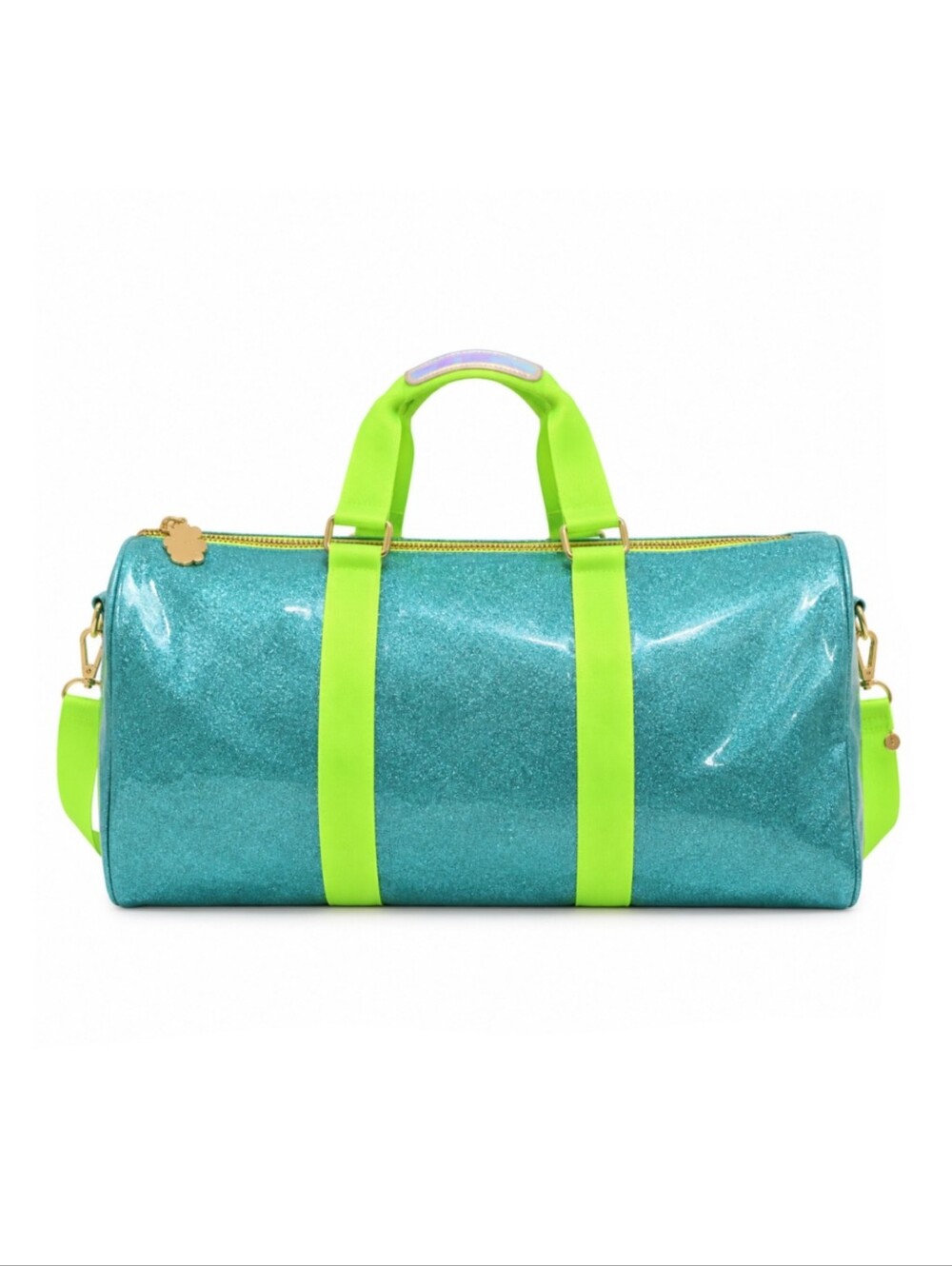 Stoney Clover Lane Sparkle Glitter Jelly PVC Duffle in Aqua & Neon Green